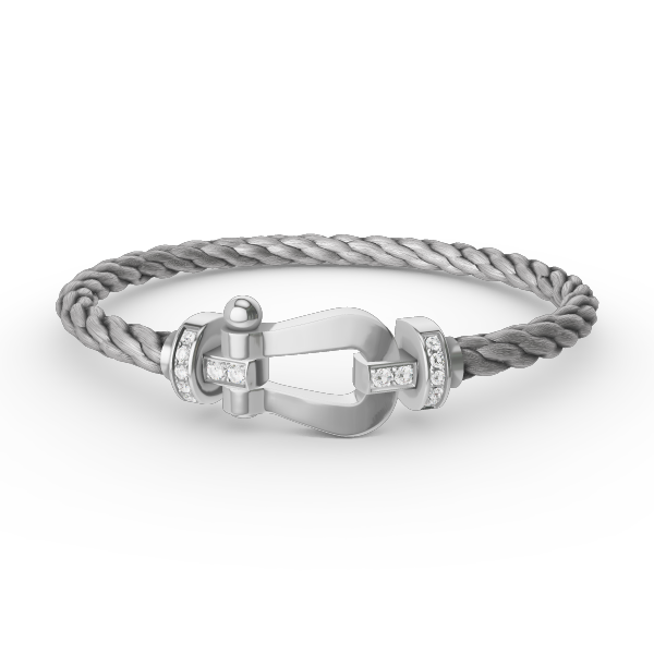 [Leaves]FORCE LARGE HORSESHOE HALF DIAMOND BRACELET - WHITE GOLD