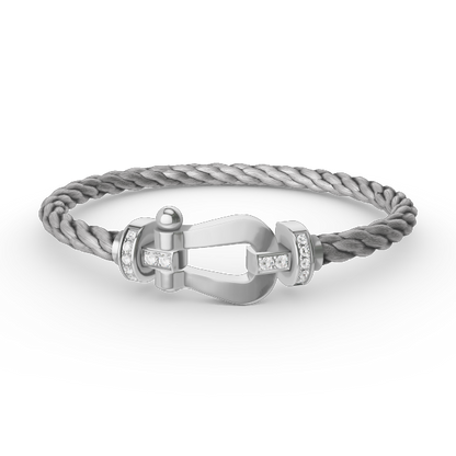 [Leaves]FORCE LARGE HORSESHOE HALF DIAMOND BRACELET - WHITE GOLD