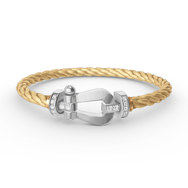 [Leaves]FORCE LARGE HORSESHOE HALF DIAMOND BRACELET - WHITE GOLD