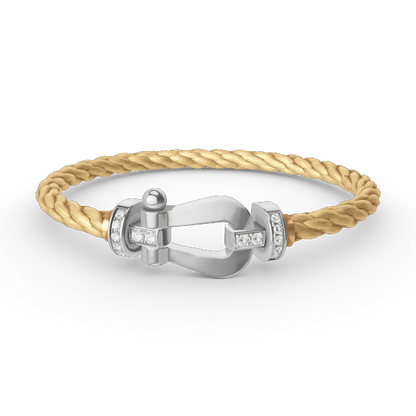 [Leaves]FORCE LARGE HORSESHOE HALF DIAMOND BRACELET - WHITE GOLD