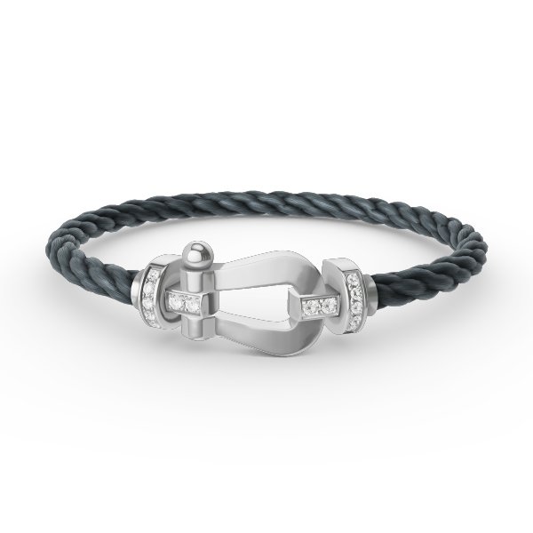 [Leaves]FORCE LARGE HORSESHOE HALF DIAMOND BRACELET - WHITE GOLD