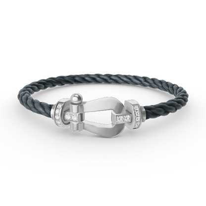 [Leaves]FORCE LARGE HORSESHOE HALF DIAMOND BRACELET - WHITE GOLD