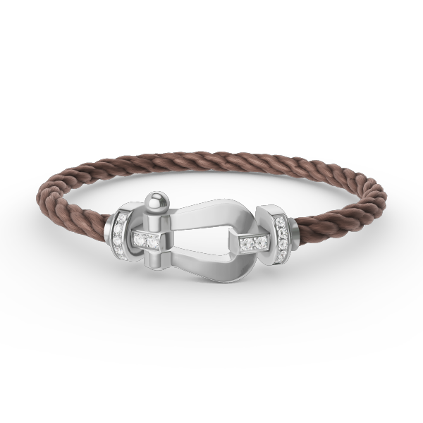 [Leaves]FORCE LARGE HORSESHOE HALF DIAMOND BRACELET - WHITE GOLD