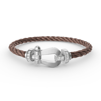 [Leaves]FORCE LARGE HORSESHOE HALF DIAMOND BRACELET - WHITE GOLD