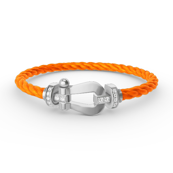 [Leaves]FORCE LARGE HORSESHOE HALF DIAMOND BRACELET - WHITE GOLD
