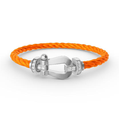 [Leaves]FORCE LARGE HORSESHOE HALF DIAMOND BRACELET - WHITE GOLD