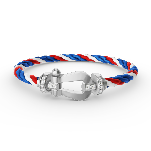 [Leaves]FORCE LARGE HORSESHOE HALF DIAMOND BRACELET - WHITE GOLD