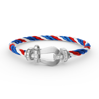 [Leaves]FORCE LARGE HORSESHOE HALF DIAMOND BRACELET - WHITE GOLD