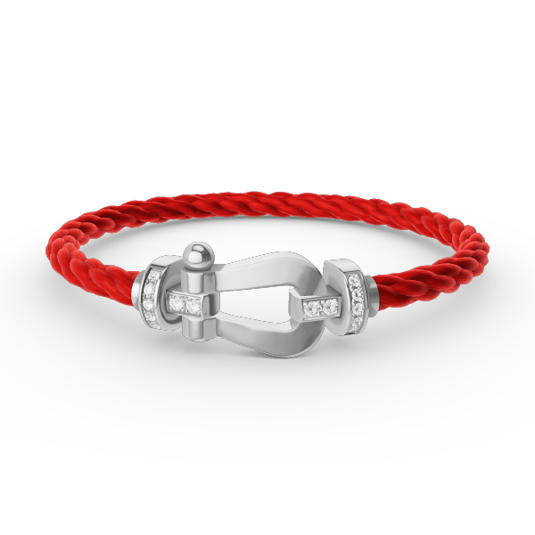 [Leaves]FORCE LARGE HORSESHOE HALF DIAMOND BRACELET - WHITE GOLD