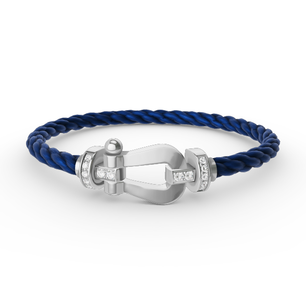 [Leaves]FORCE LARGE HORSESHOE HALF DIAMOND BRACELET - WHITE GOLD