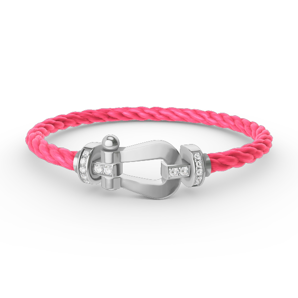 [Leaves]FORCE LARGE HORSESHOE HALF DIAMOND BRACELET - WHITE GOLD