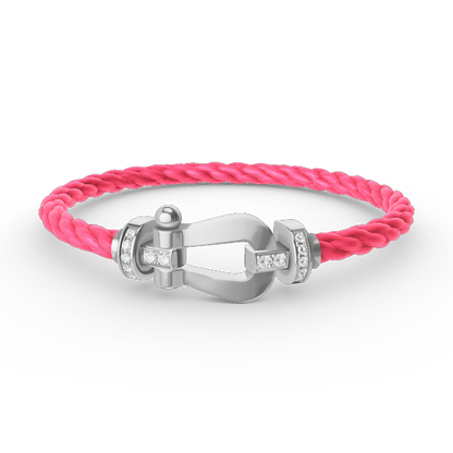 [Leaves]FORCE LARGE HORSESHOE HALF DIAMOND BRACELET - WHITE GOLD