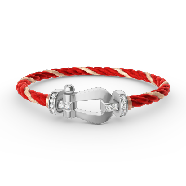 [Leaves]FORCE LARGE HORSESHOE HALF DIAMOND BRACELET - WHITE GOLD