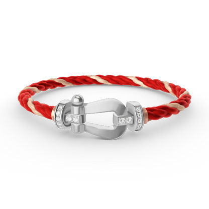 [Leaves]FORCE LARGE HORSESHOE HALF DIAMOND BRACELET - WHITE GOLD