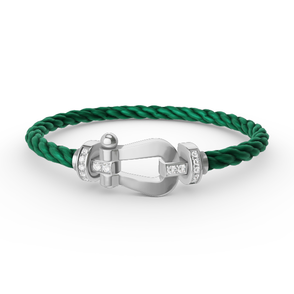 [Leaves]FORCE LARGE HORSESHOE HALF DIAMOND BRACELET - WHITE GOLD