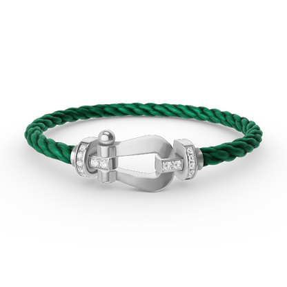 [Leaves]FORCE LARGE HORSESHOE HALF DIAMOND BRACELET - WHITE GOLD