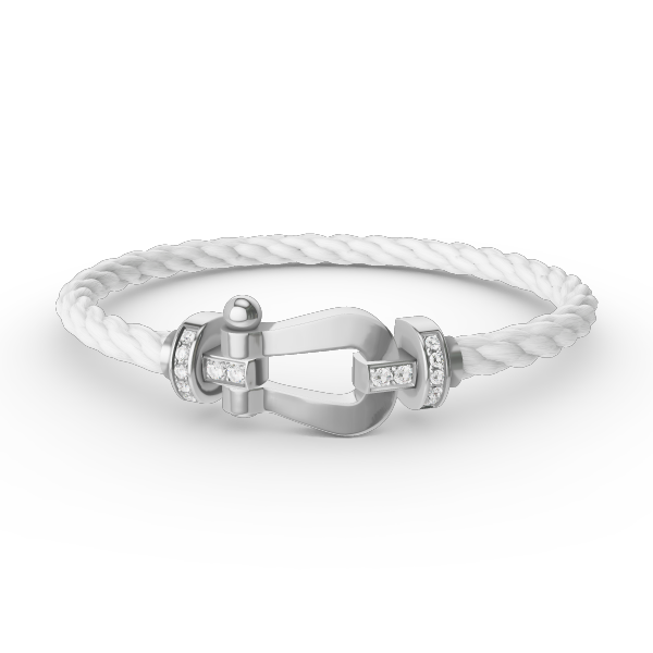 [Leaves]FORCE LARGE HORSESHOE HALF DIAMOND BRACELET - WHITE GOLD