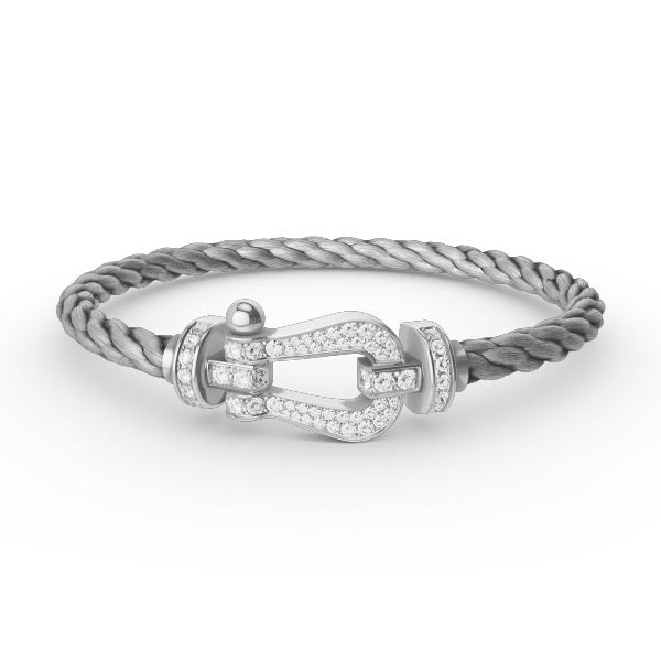 [Leaves]FORCE LARGE HORSESHOE FULL DIAMOND BRACELET - WHITE GOLD