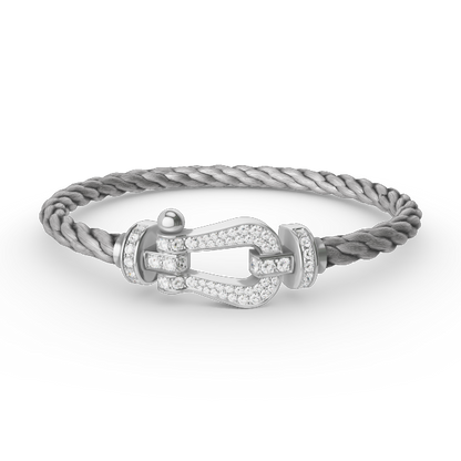 [Leaves]FORCE LARGE HORSESHOE FULL DIAMOND BRACELET - WHITE GOLD