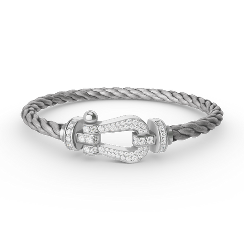 [Leaves]FORCE LARGE HORSESHOE FULL DIAMOND BRACELET - WHITE GOLD