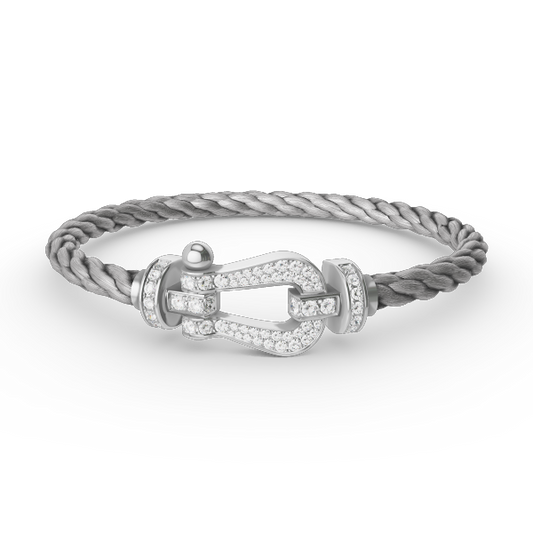 [Leaves]FORCE LARGE HORSESHOE FULL DIAMOND BRACELET - WHITE GOLD