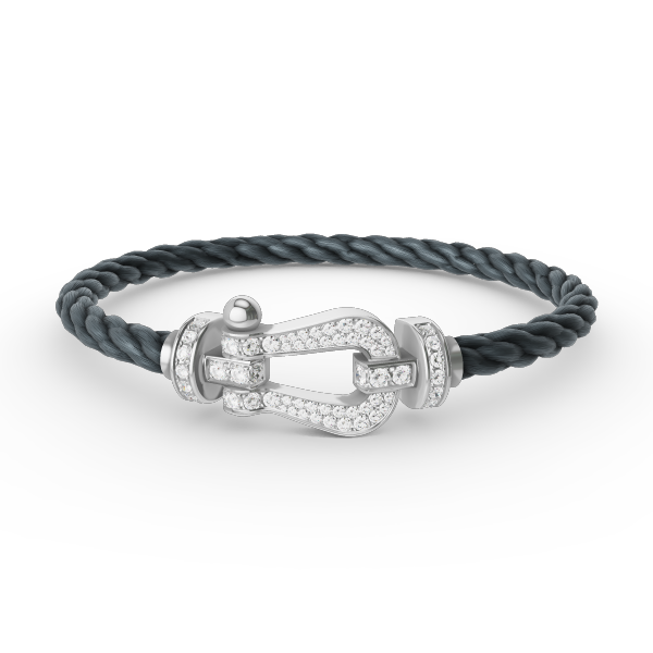 [Leaves]FORCE LARGE HORSESHOE FULL DIAMOND BRACELET - WHITE GOLD
