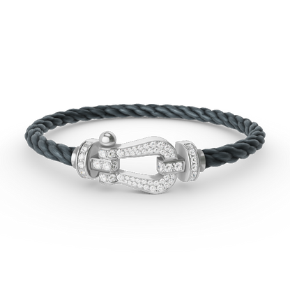 [Leaves]FORCE LARGE HORSESHOE FULL DIAMOND BRACELET - WHITE GOLD