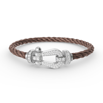 [Leaves]FORCE LARGE HORSESHOE FULL DIAMOND BRACELET - WHITE GOLD