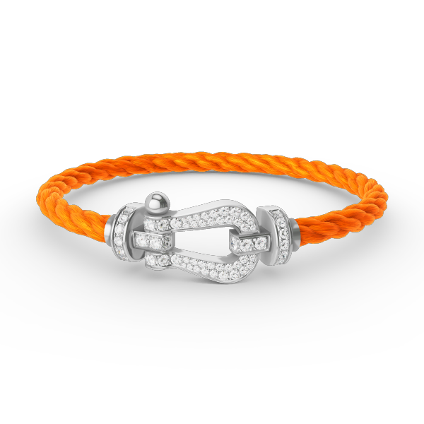 [Leaves]FORCE LARGE HORSESHOE FULL DIAMOND BRACELET - WHITE GOLD