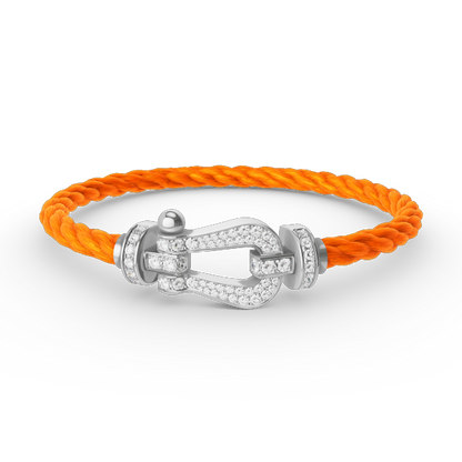 [Leaves]FORCE LARGE HORSESHOE FULL DIAMOND BRACELET - WHITE GOLD