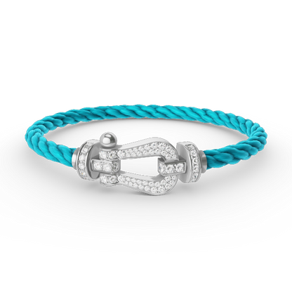 [Leaves]FORCE LARGE HORSESHOE FULL DIAMOND BRACELET - WHITE GOLD