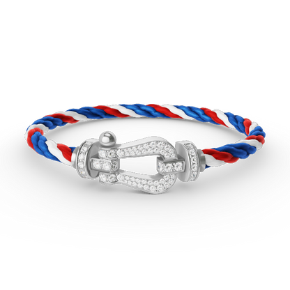 [Leaves]FORCE LARGE HORSESHOE FULL DIAMOND BRACELET - WHITE GOLD
