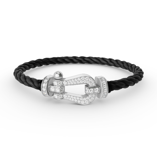 [Leaves]FORCE LARGE HORSESHOE FULL DIAMOND BRACELET - WHITE GOLD