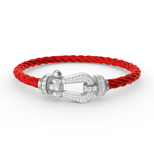 [Leaves]FORCE LARGE HORSESHOE FULL DIAMOND BRACELET - WHITE GOLD