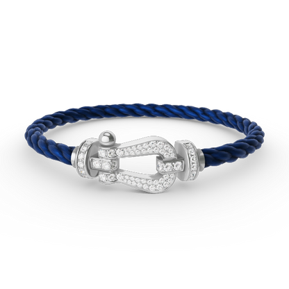 [Leaves]FORCE LARGE HORSESHOE FULL DIAMOND BRACELET - WHITE GOLD