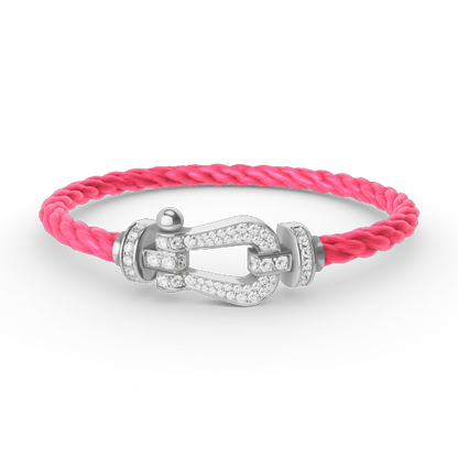 [Leaves]FORCE LARGE HORSESHOE FULL DIAMOND BRACELET - WHITE GOLD