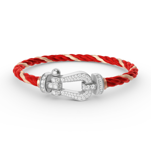 [Leaves]FORCE LARGE HORSESHOE FULL DIAMOND BRACELET - WHITE GOLD