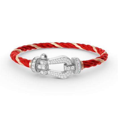 [Leaves]FORCE LARGE HORSESHOE FULL DIAMOND BRACELET - WHITE GOLD