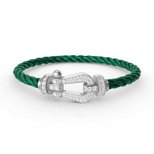 [Leaves]FORCE LARGE HORSESHOE FULL DIAMOND BRACELET - WHITE GOLD