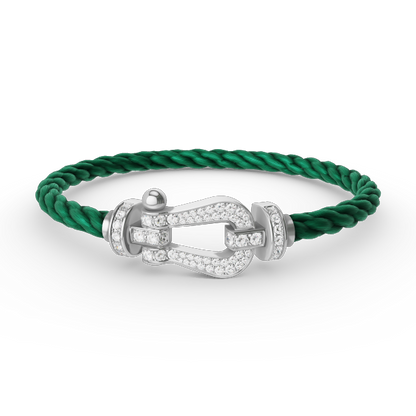 [Leaves]FORCE LARGE HORSESHOE FULL DIAMOND BRACELET - WHITE GOLD