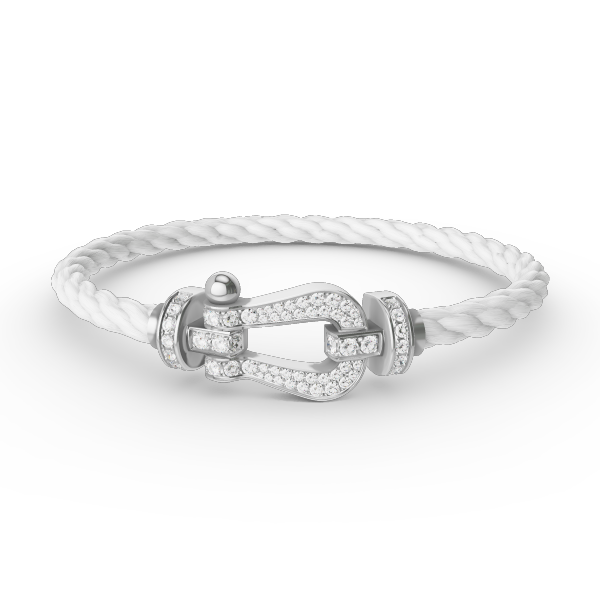 [Leaves]FORCE LARGE HORSESHOE FULL DIAMOND BRACELET - WHITE GOLD