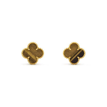 [Leaves]CLOVER MEDIUM 1 MOTIFS TIGER EYE EARRINGS