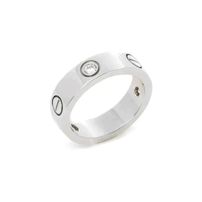 [Leaves]LOVE RING 5.5MM 3 DIAMONDS SILVER
