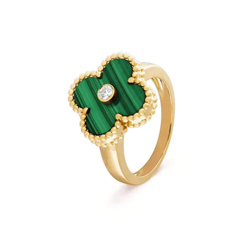 [Leaves]CLOVER MALACHITE RING GOLD DIAMOND