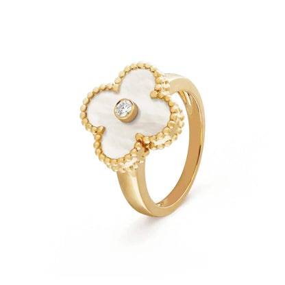 [Leaves]CLOVER PINK MOP RING GOLD DIAMOND
