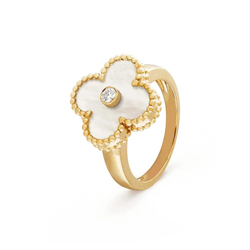[Leaves]CLOVER PINK MOP RING GOLD DIAMOND