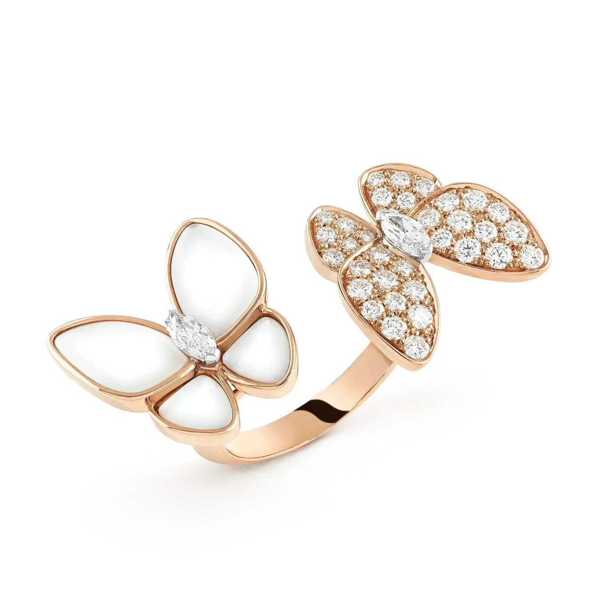 [Leaves]TWIN BUTTERFLY DIAMOND MOP RING