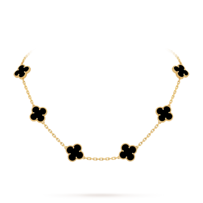 [Leaves]CLASSIC LUCKY 10-MOTIF CLOVER NECKLACE GOLD COLLECTION